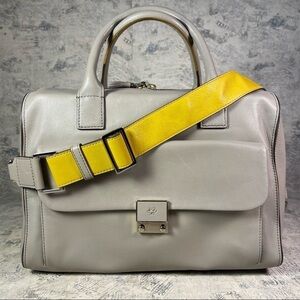 Anya Hindmarch Gray Crossbody Bag with Yellow Strap